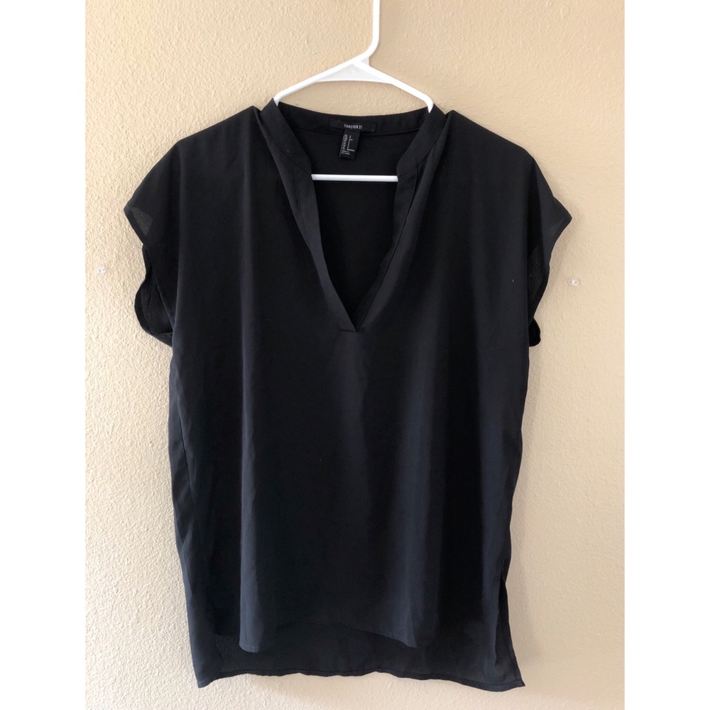 Black V-neck blouse